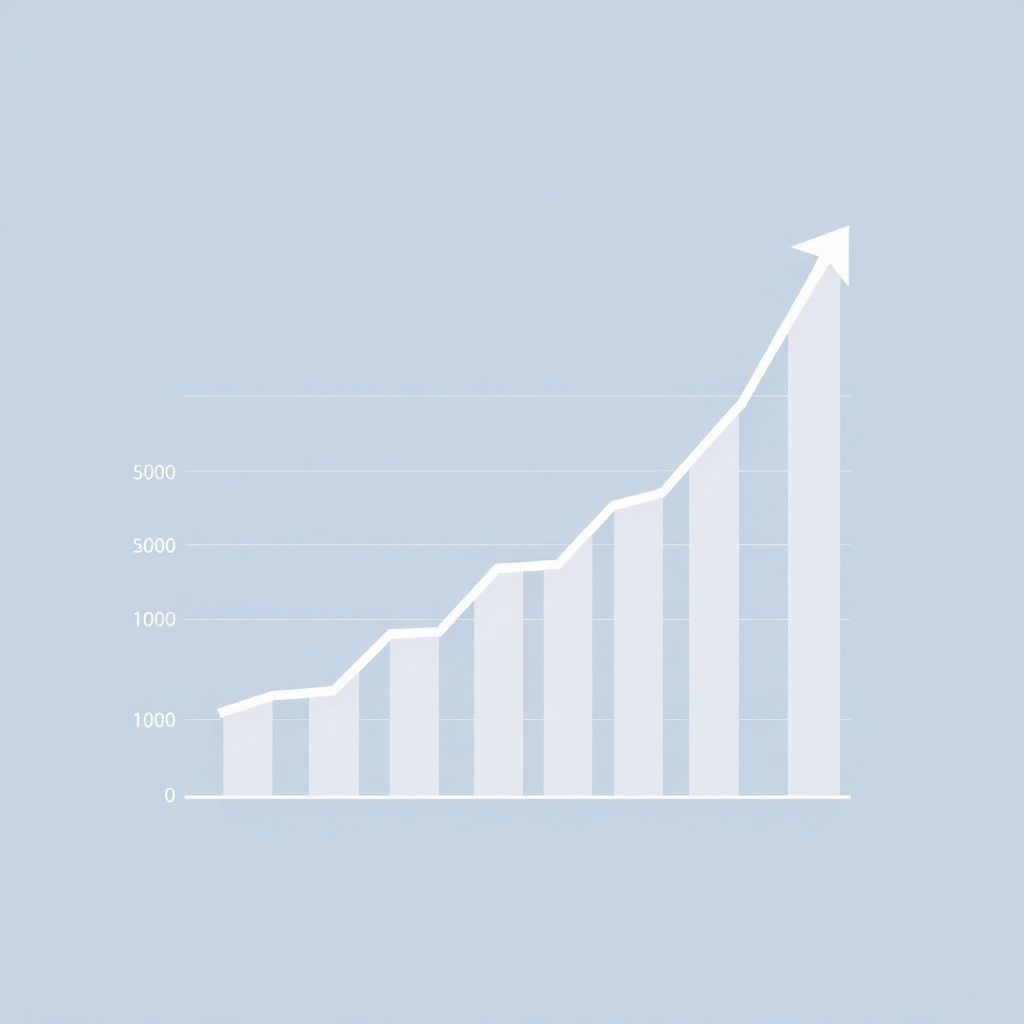 Business growth chart with upward trend, financial success visualization, professional analytics